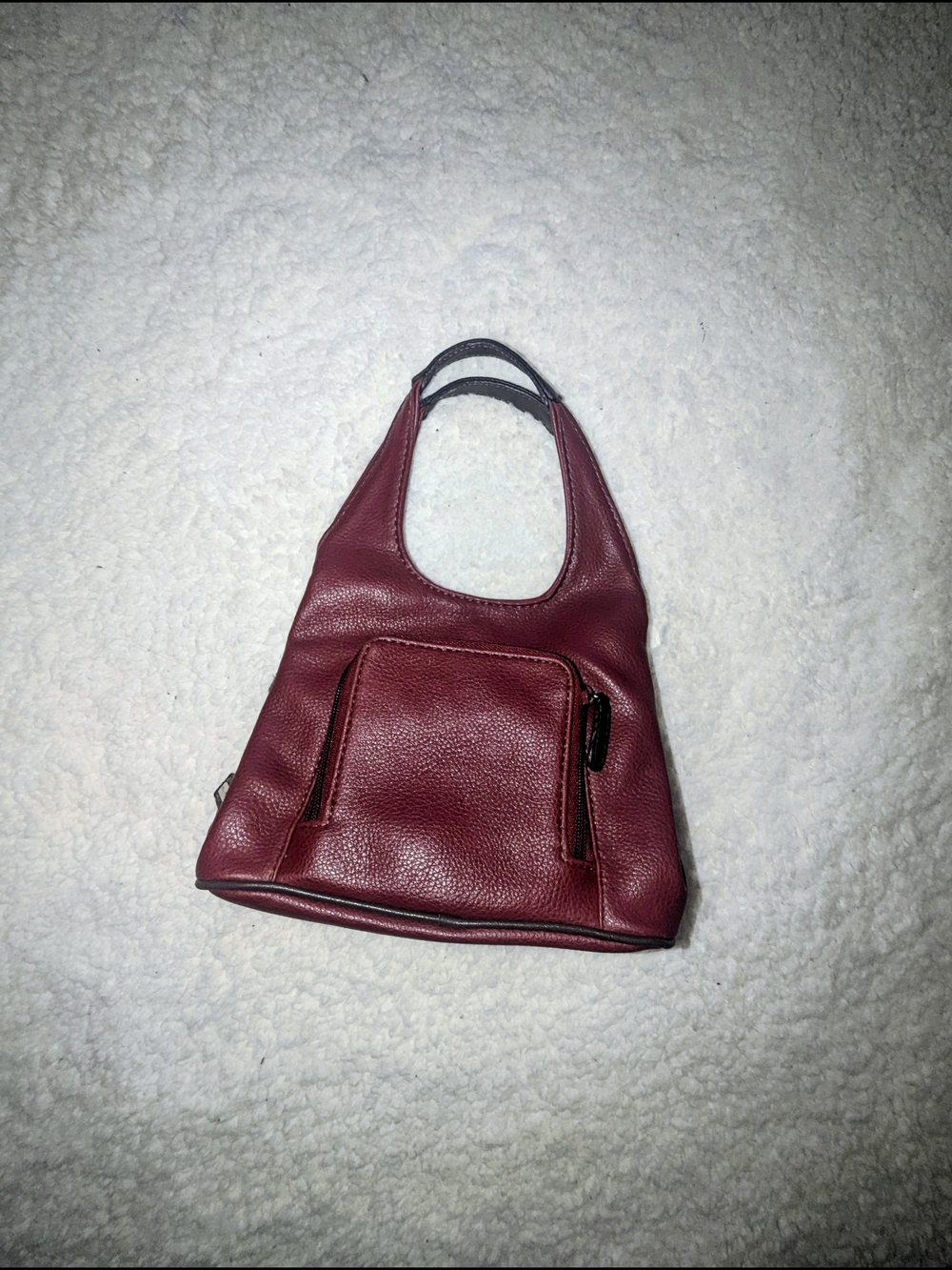 Nine West Wine Pebbled Leather Shoulder Bag